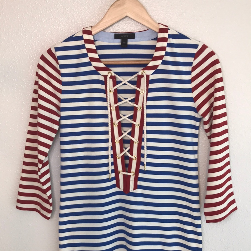 J. Crew nautical striped dress, XXS, blue and red